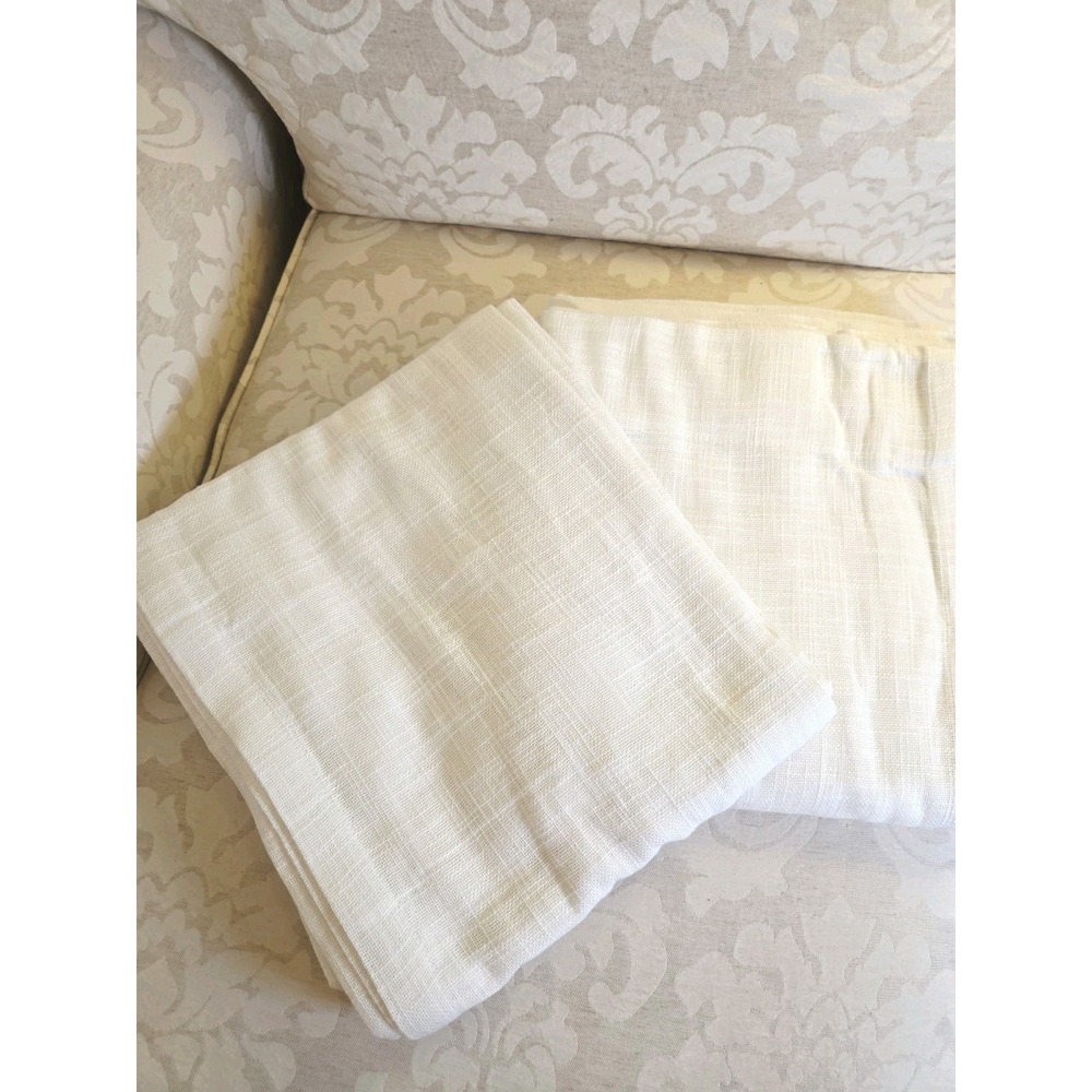 Quince 100% Cotton Sheer Curtains Set of 2 48" X 108" White NEW! Open Box $109 - Picture 5 of 8